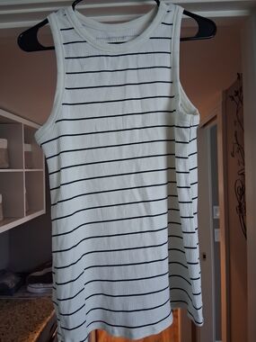 Maurices White And Black Striped High Tank Top